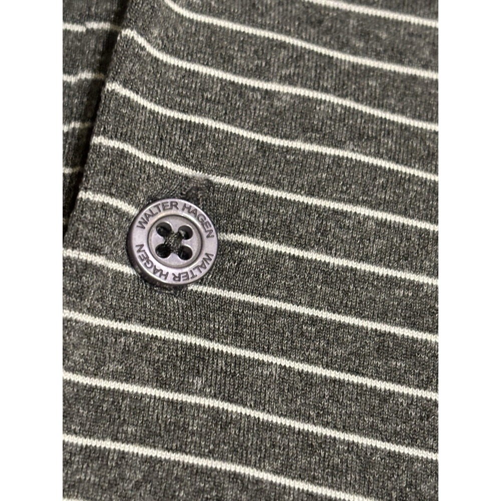 Walter Hagen 11 Golf Polo Shirt Mens XXL  White Gray Stripes Short Sleeve E8‎ - Picture 3 of 5